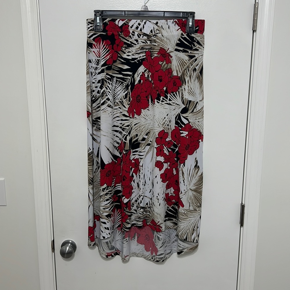 Red Floral Maxi Skirt - Women's Printed Summer Skirt